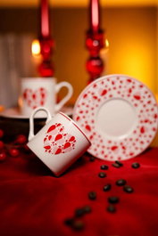 Hermia Juego de Tazas de Café Blanco y Crema